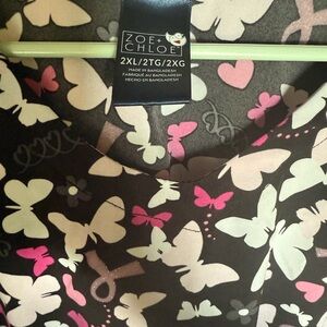 Zoe + Chloe Butterfly Print Top